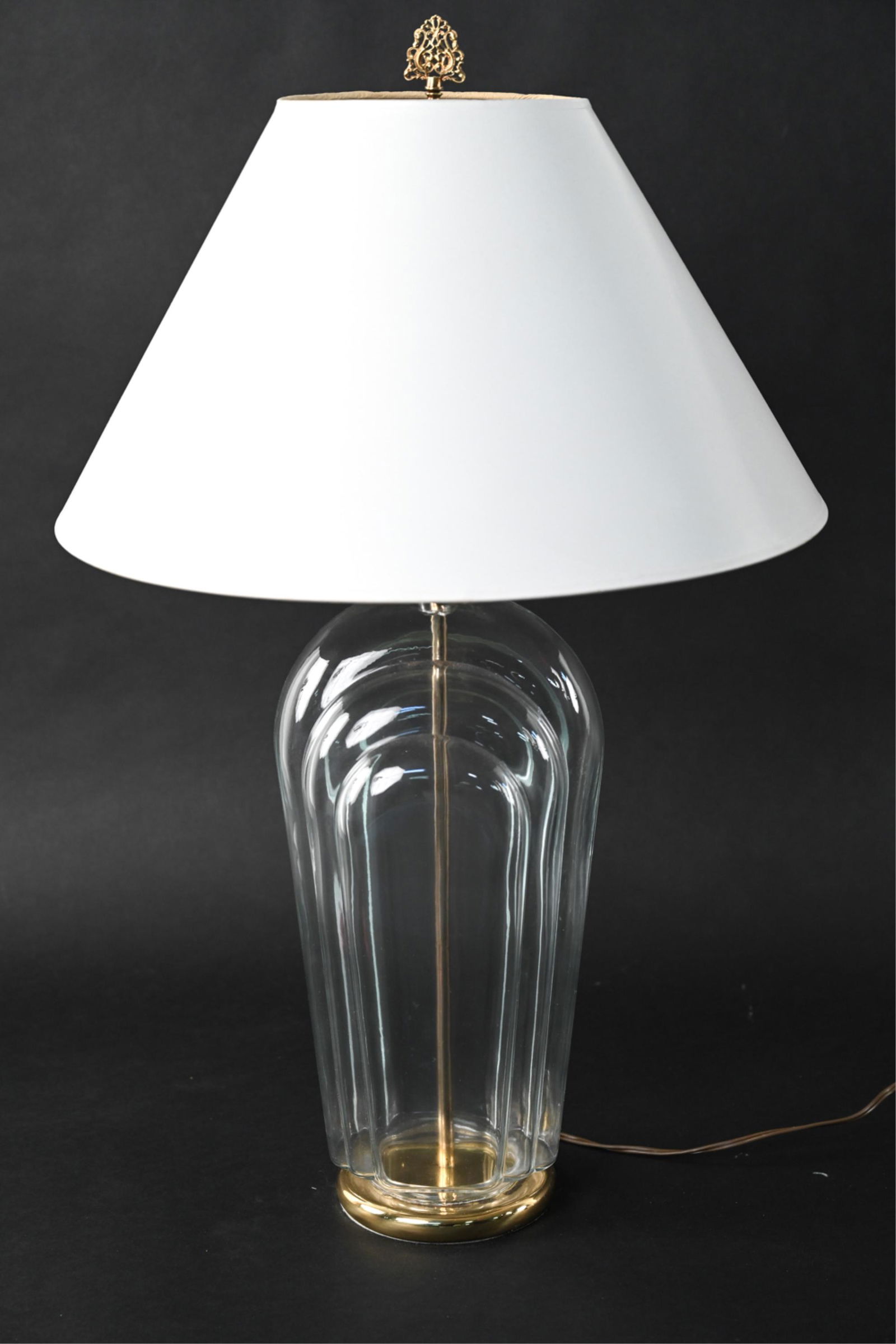 1980'S ART DECO GLASS & BRASS TABLE LAMP (1 of 11)