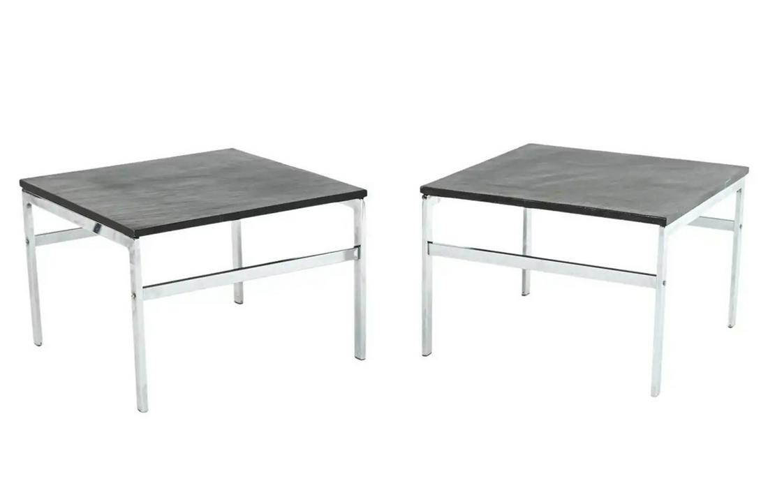 MID-CENTURY DANISH CHROME & SLATE SIDE TABLES (1 of 13)