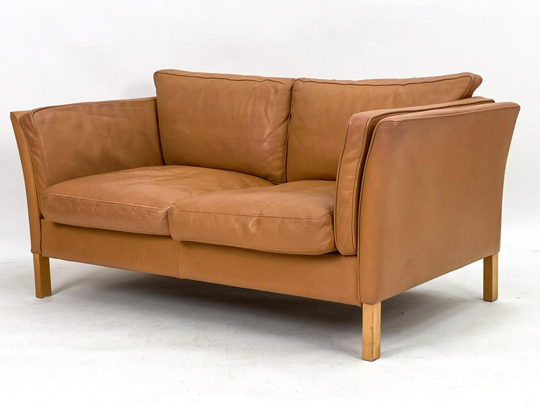 MOGENS HANSEN STYLE BEECH & LEATHER SOFA (1 of 11)
