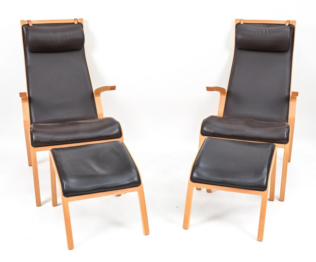 PAIR OF DANISH 1970'S LOUNGE CHAIRS & OTTOMANS (1 of 9)