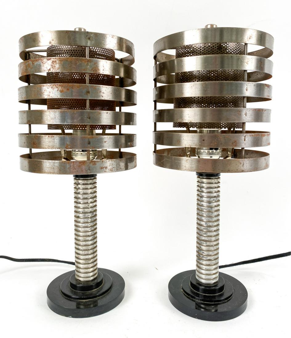 PAIR ART DECO INDUSTRIAL TABLE LAMPS (1 of 10)