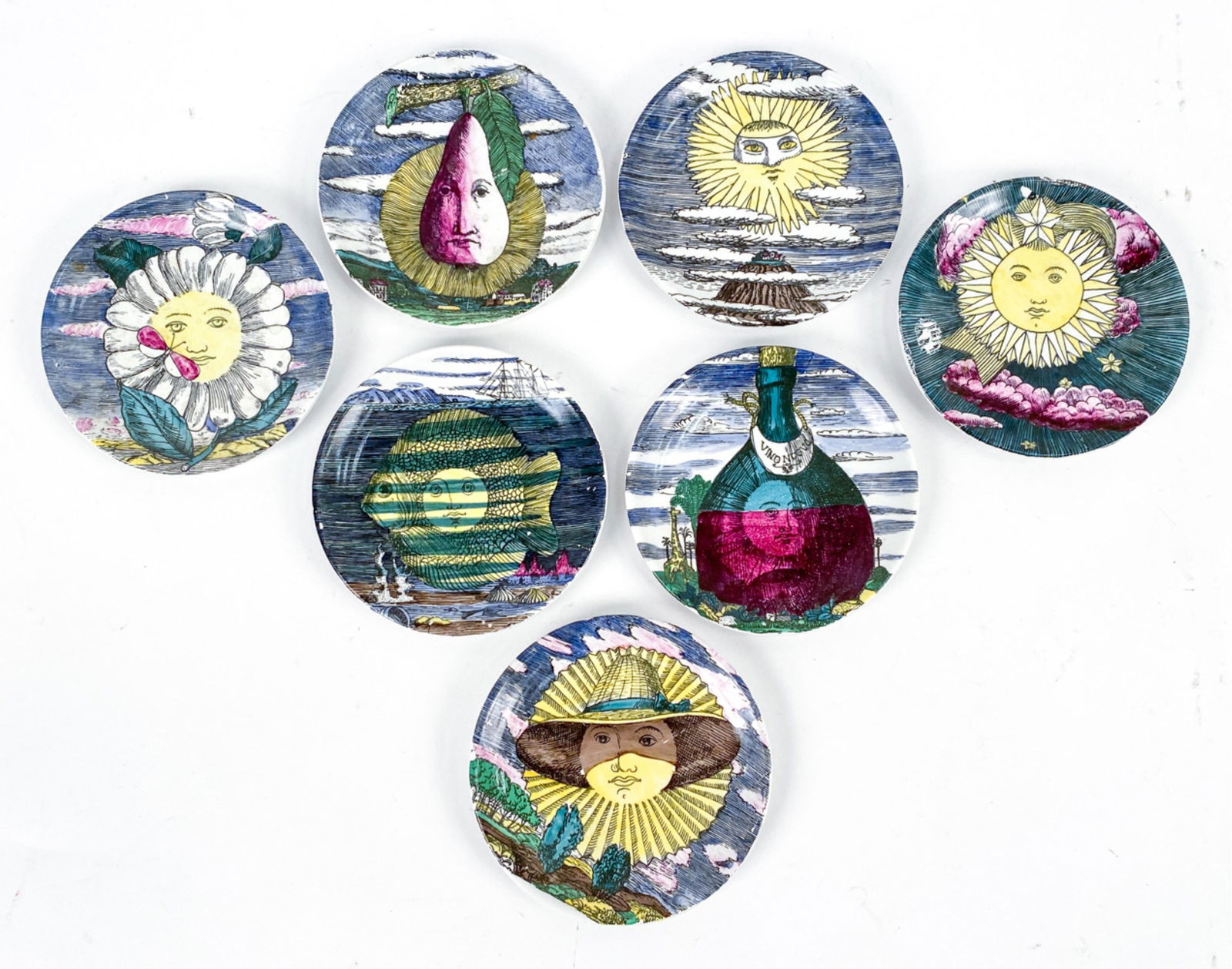 (7) FORNASETTI PORCELAIN COASTERS (1 of 9)