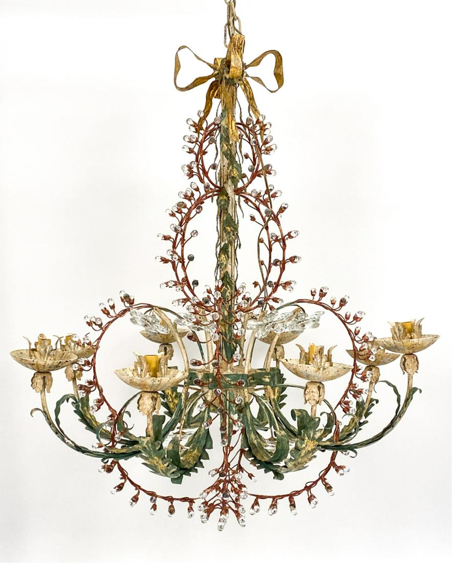 VINTAGE MECHINI MURANO GLASS & TOLE CHANDELIER (1 of 9)