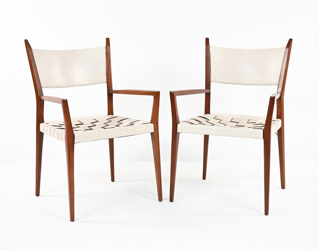PAIR PAUL MCCOBB C9002 LEATHER & MAHOGANY CHAIRS (1 of 16)
