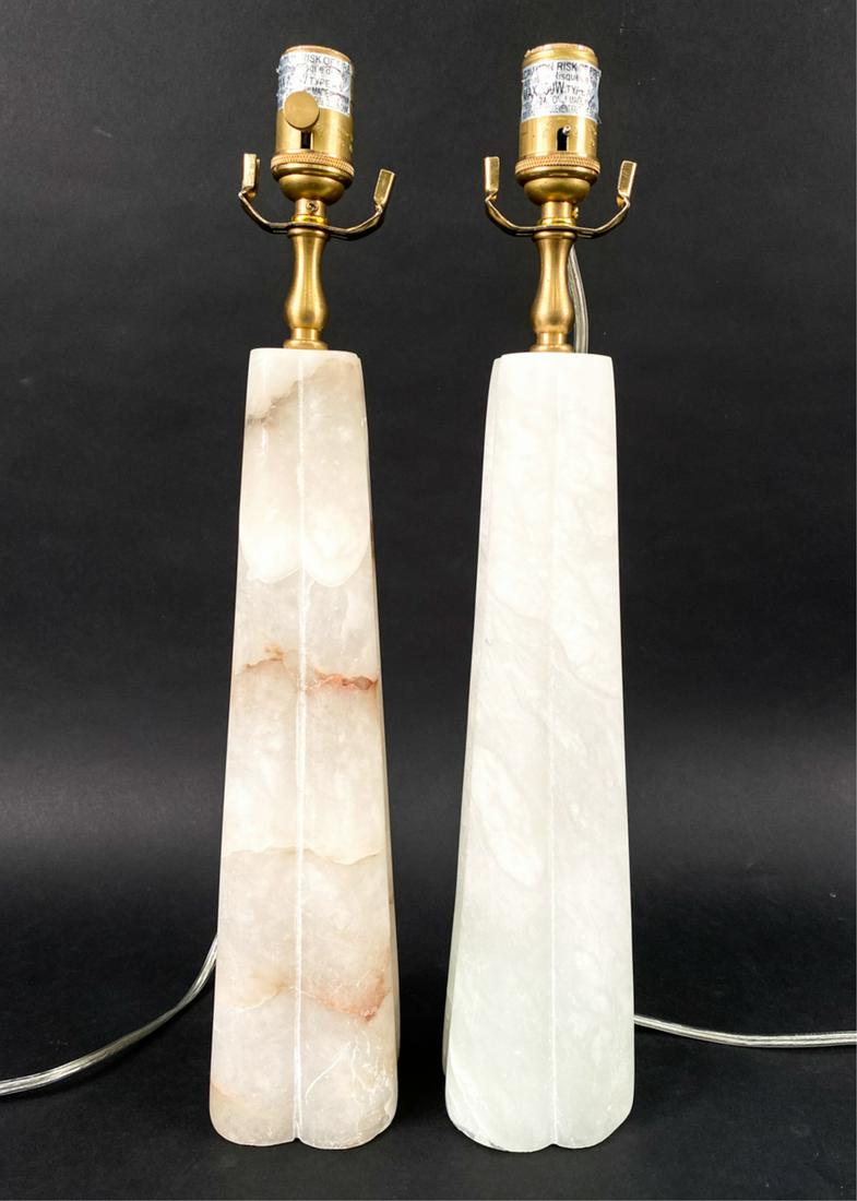 PAIR OF MODERN CARVED ALABASTER TABLE LAMPS (1 of 13)