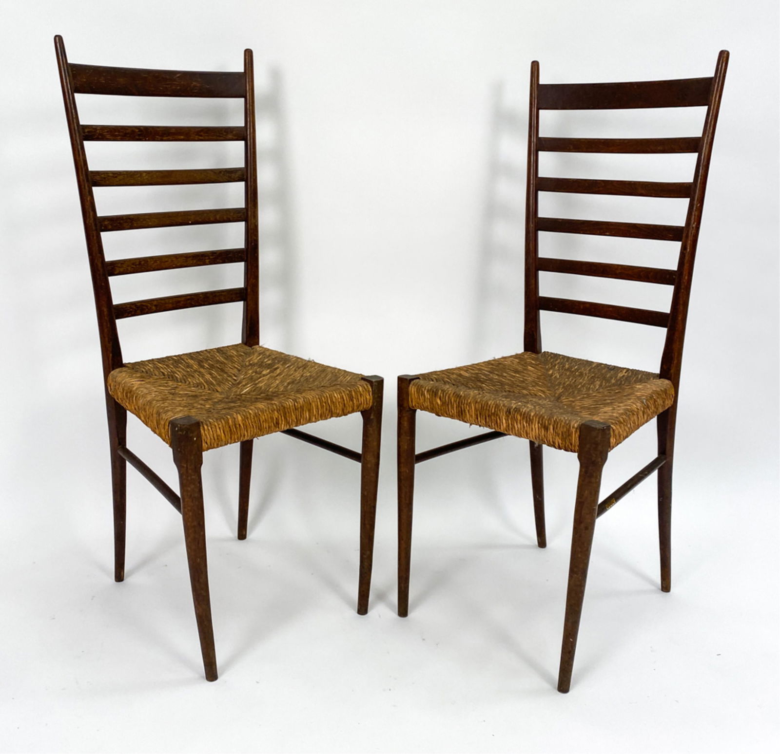 PAIR OF ITALIAN GIO PONTI-STYLE LADDER BACK CHAIRS (1 of 13)