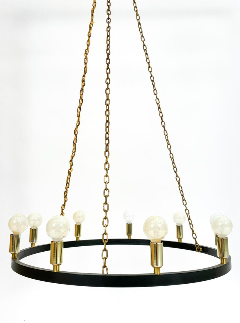 LIGHTOLIER CHANDELIER: Dimensions: Drop 42" x Dia. 24" Condition: Not tested. Chain slightly tarnished.