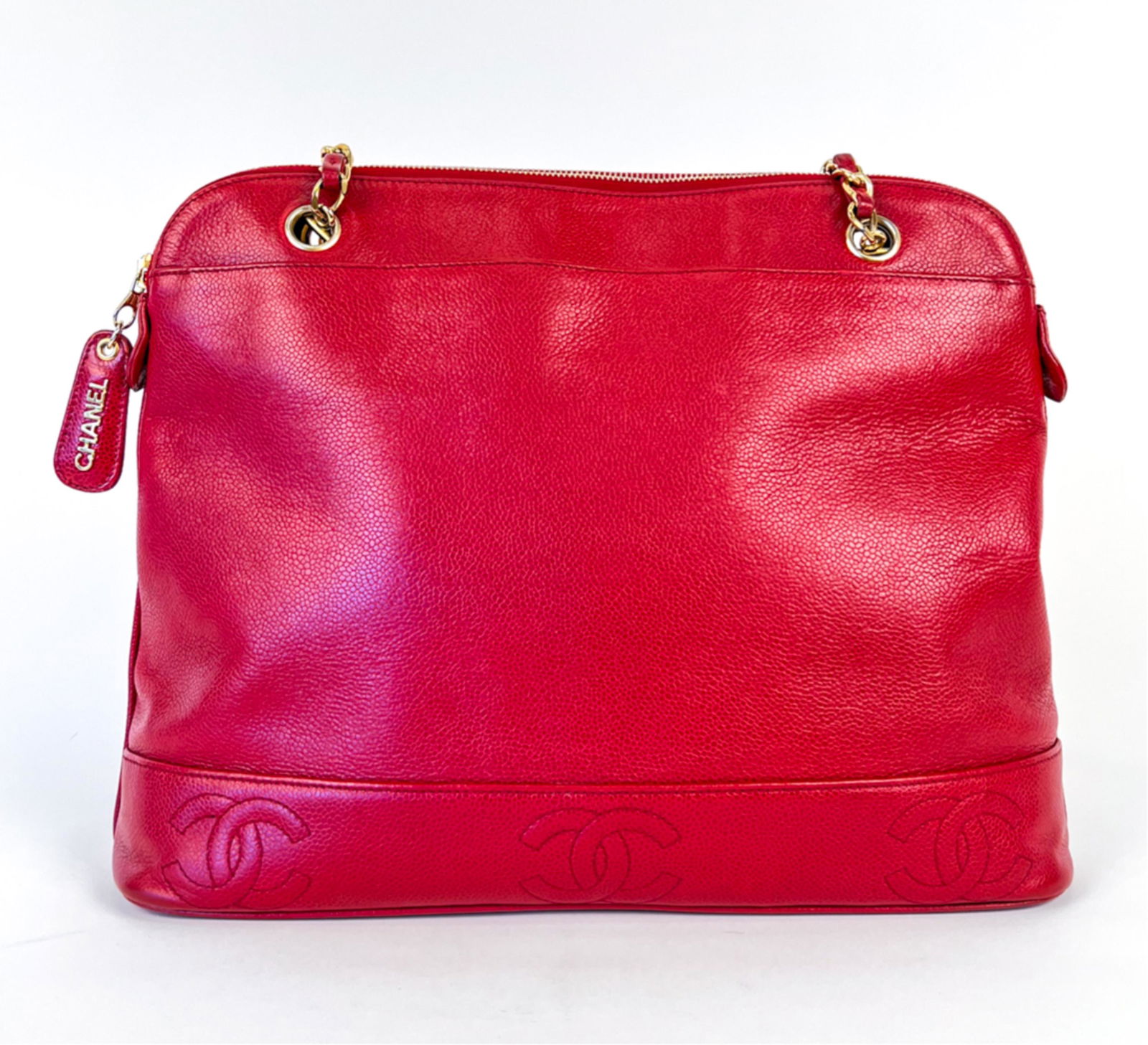 C. 1997 CHANEL RED CAVIAR TRIPLE CC TOTE MEDIUM (1 of 13)