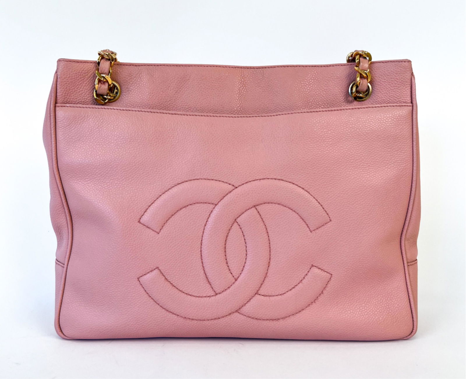 1990'S CHANEL PINK CAVIAR POCKET TOTE MEDIUM (1 of 15)