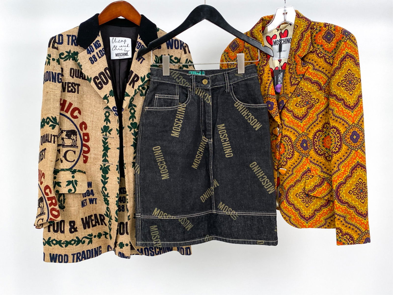 MOSCHINO LOGO PRINT DENIM SKIRT & (2) BLAZERS (1 of 7)