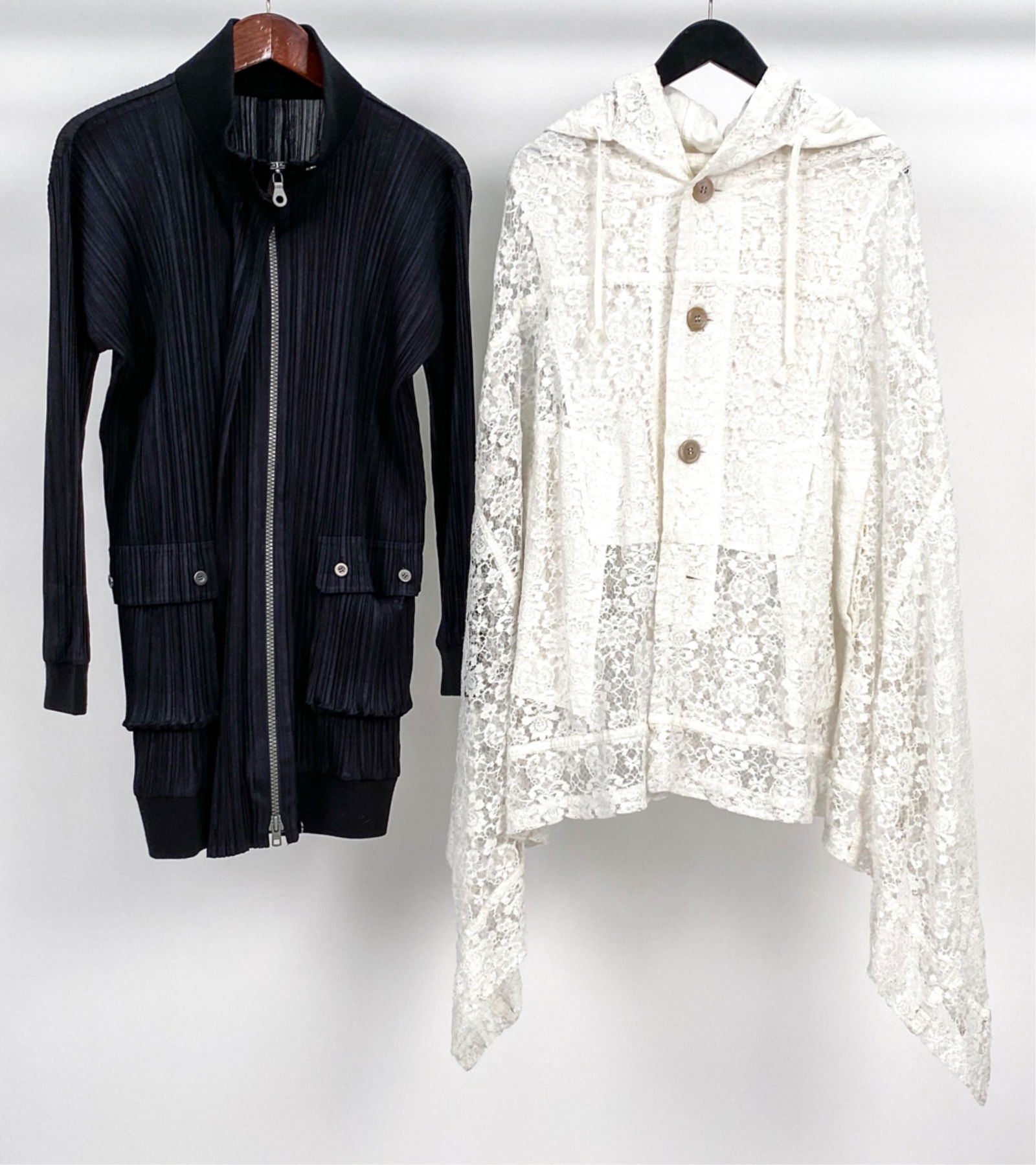 COMME DES GARCONS LACE CAPE & MIYAKE PLEATS JACKET (1 of 9)