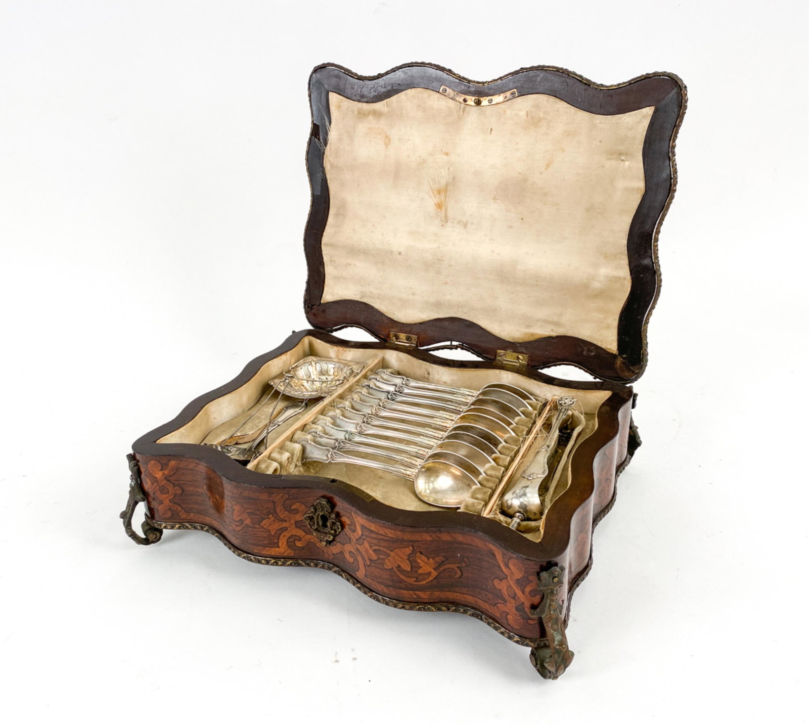 ANTIQUE FRENCH INLAID SILVER CHEST W/ STERLING (1 of 20)