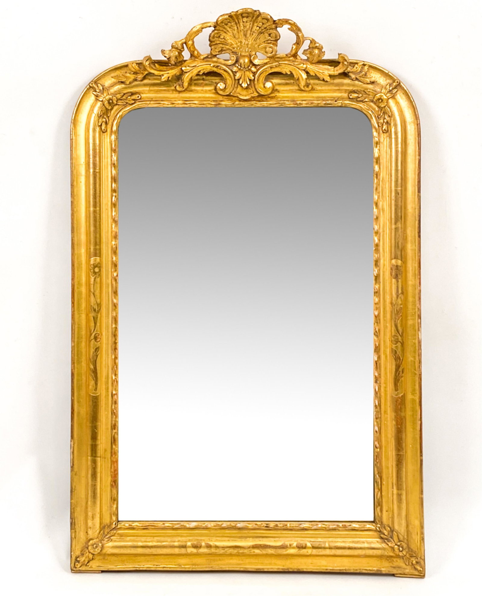 FRENCH EMPIRE GILT SHELL MIRROR (1 of 8)