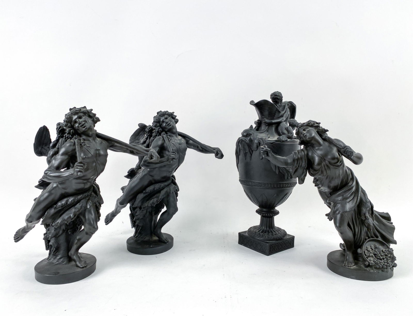 GROUPING WEDGWOOD BASALT FIGURES & URN (1 of 14)