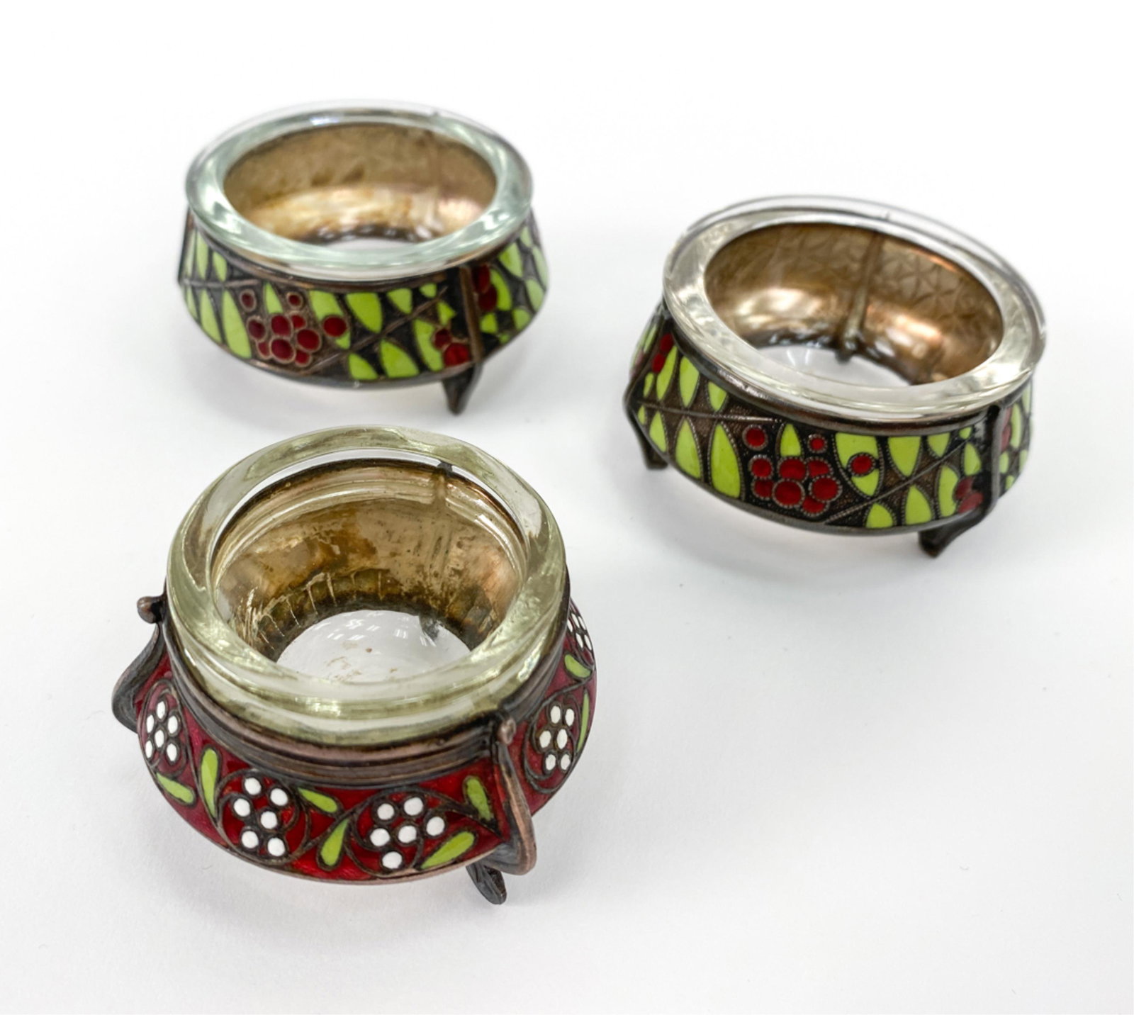(3) VINTAGE ART DECO RUSSIAN ENAMELED SALT CELLARS (1 of 11)