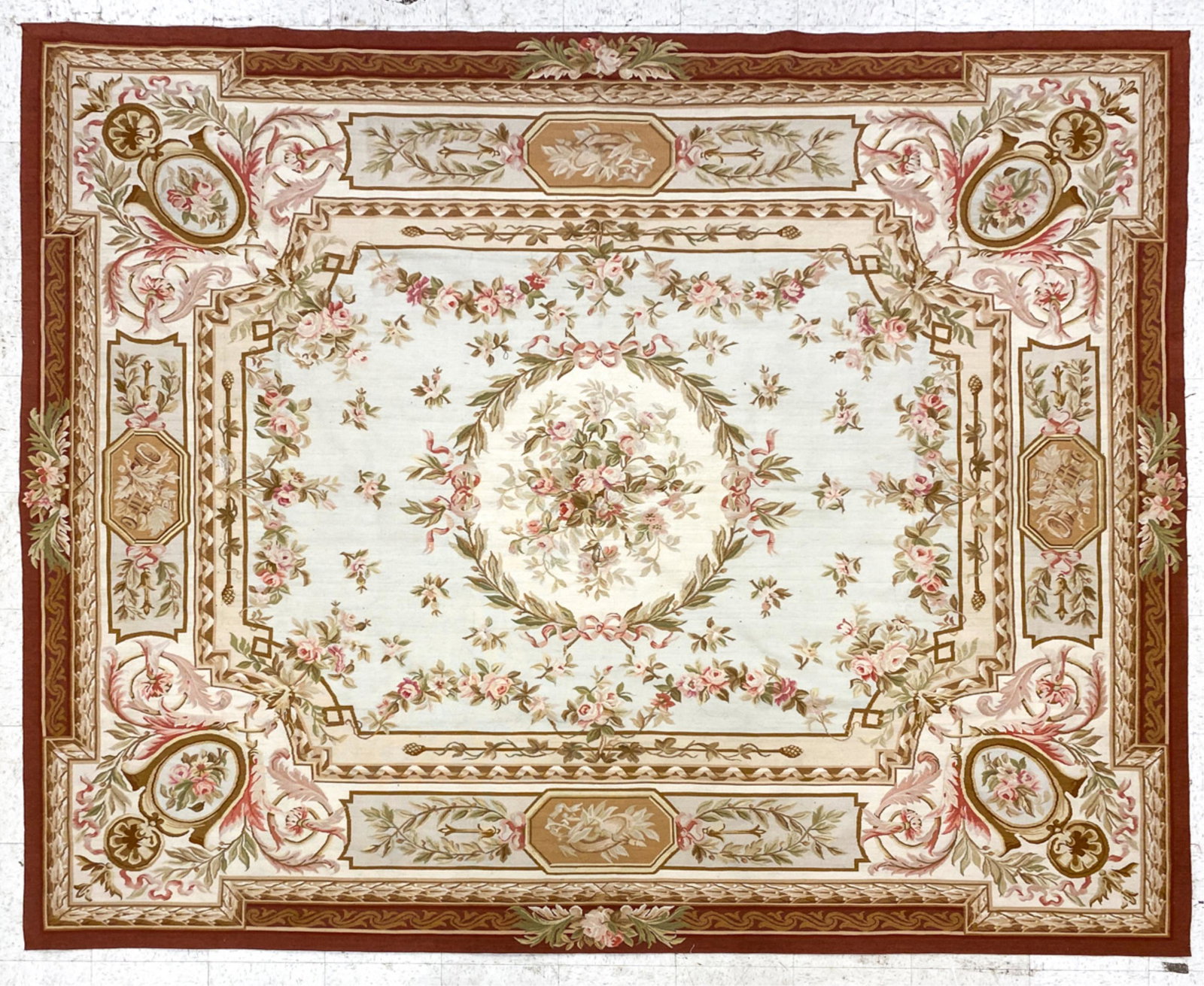 VINTAGE AUBUSSON-STYLE FLAT WEAVE RUG (1 of 11)