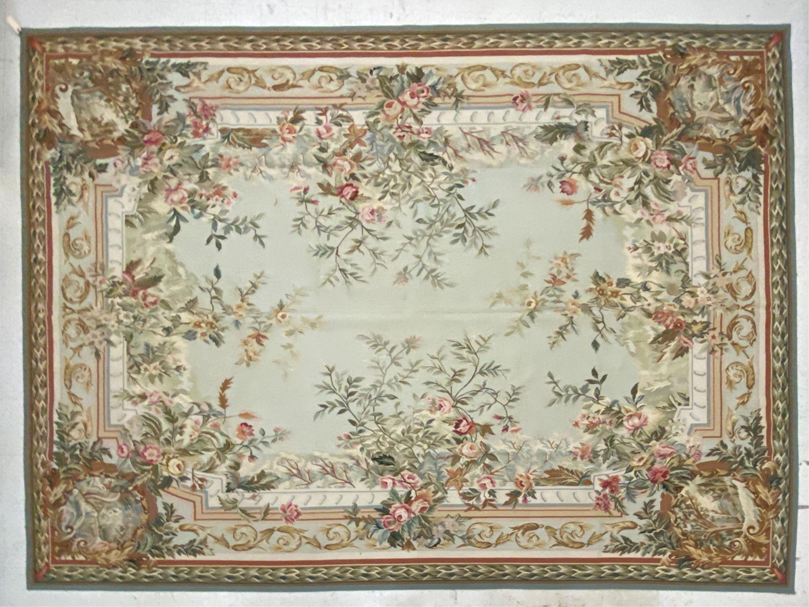 VINTAGE AUBUSSON-STYLE FLAT WEAVE RUG (1 of 12)