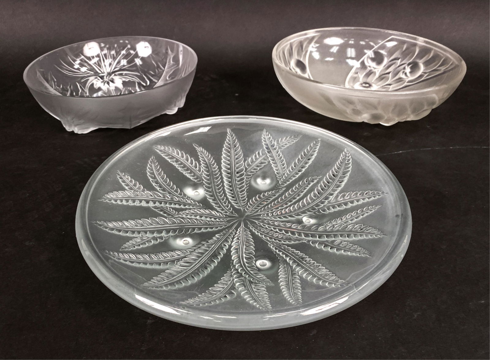 (3) FRENCH ART DECO FROSTED GLASS DISHES (1 of 13)