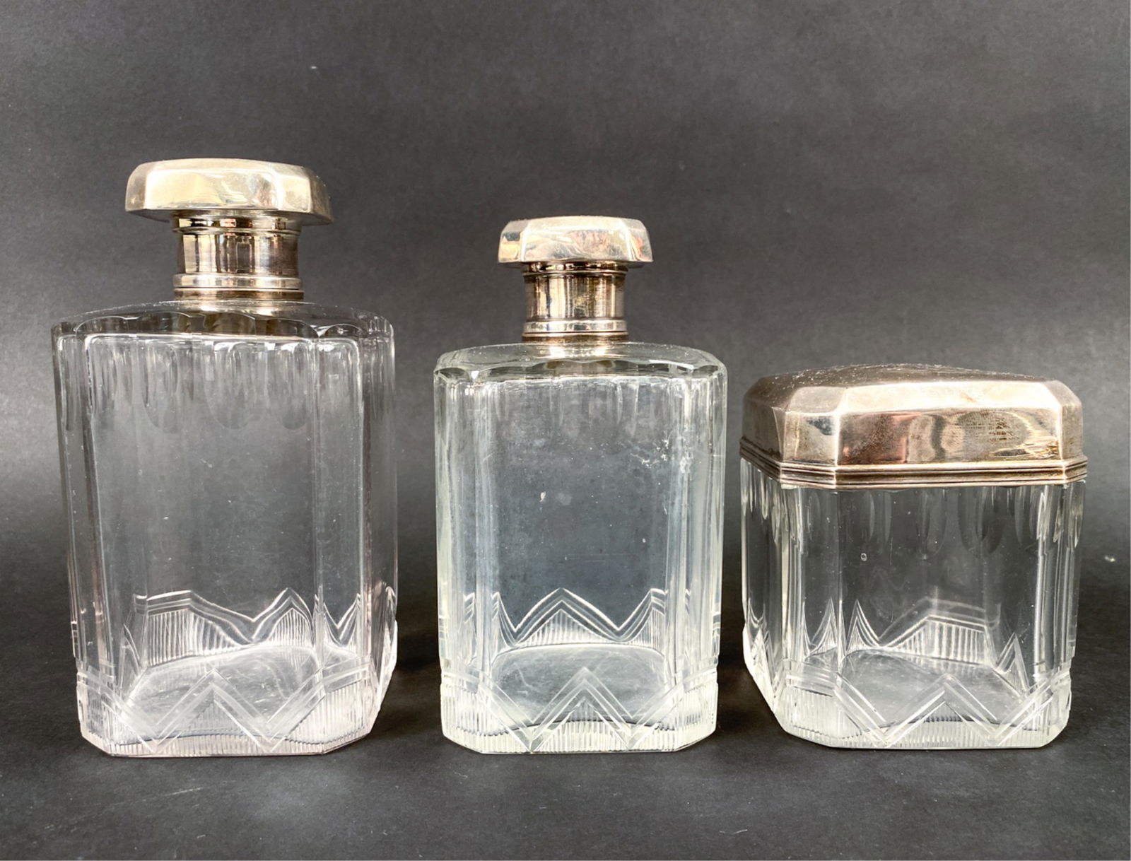 (3) VINTAGE CRYSTAL & STERLING DRESSER BOTTLES (1 of 13)
