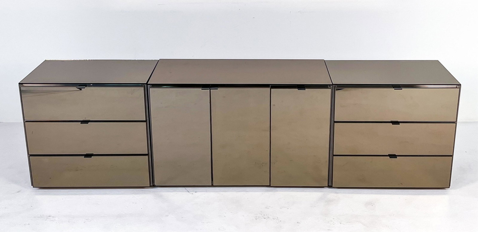 CONTEMPORARY MIRRORED NIGHTSTANDS & CABINET (1 of 14)