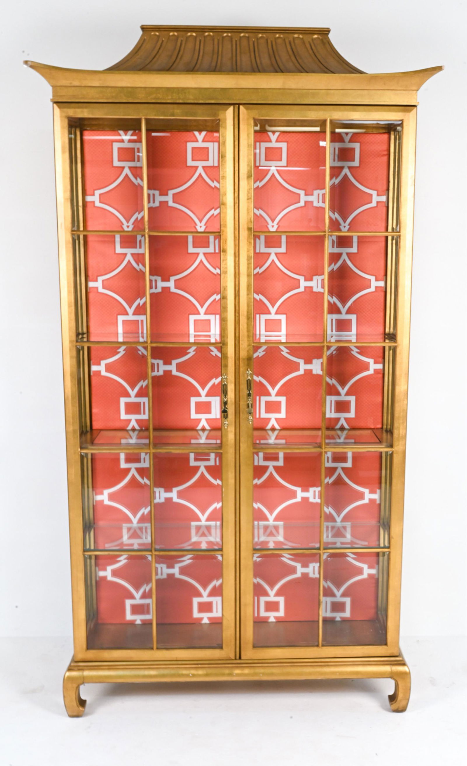 CHINOISERIE GOLD LEAF PAGODA-TOP DISPLAY CABINET (1 of 15)