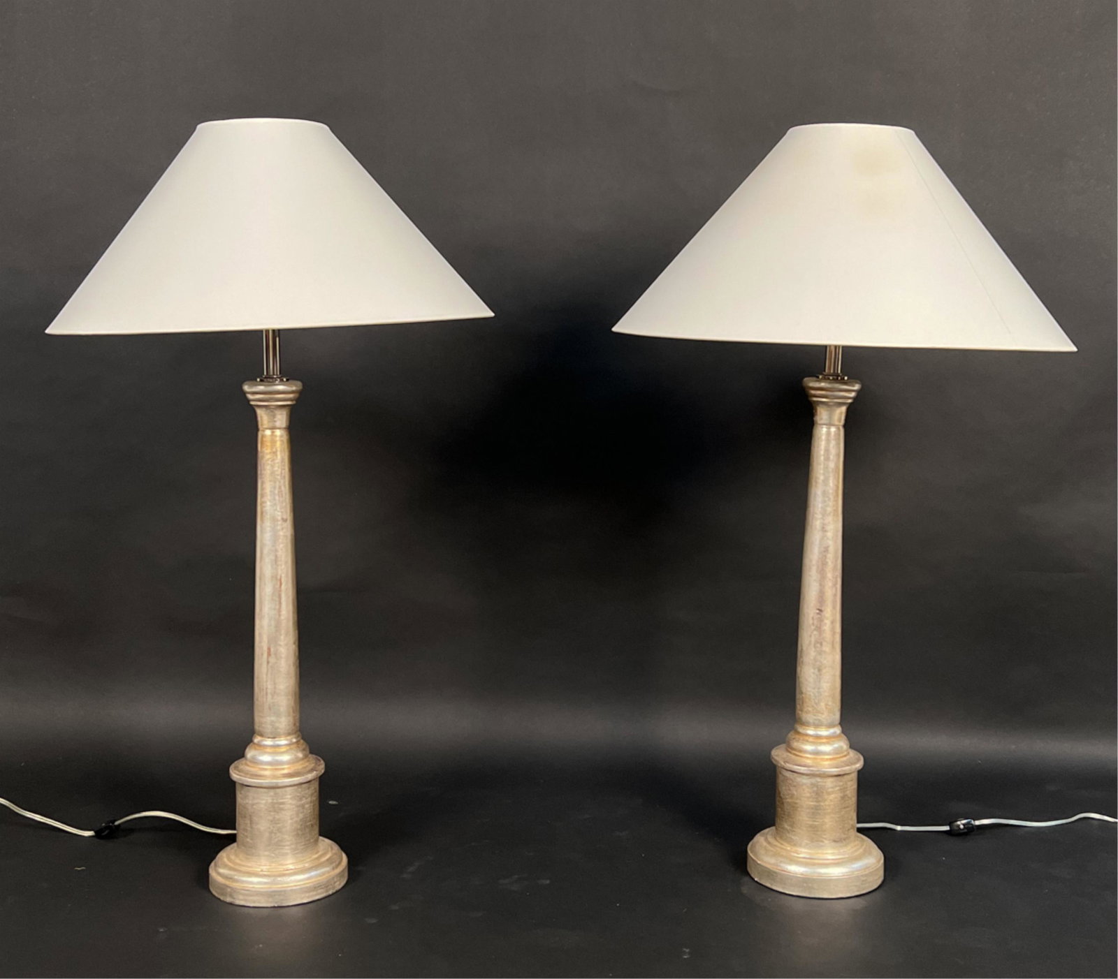 PAIR OF CONTEMPORARY SILVER GILT CANDLESTICK LAMPS (1 of 14)
