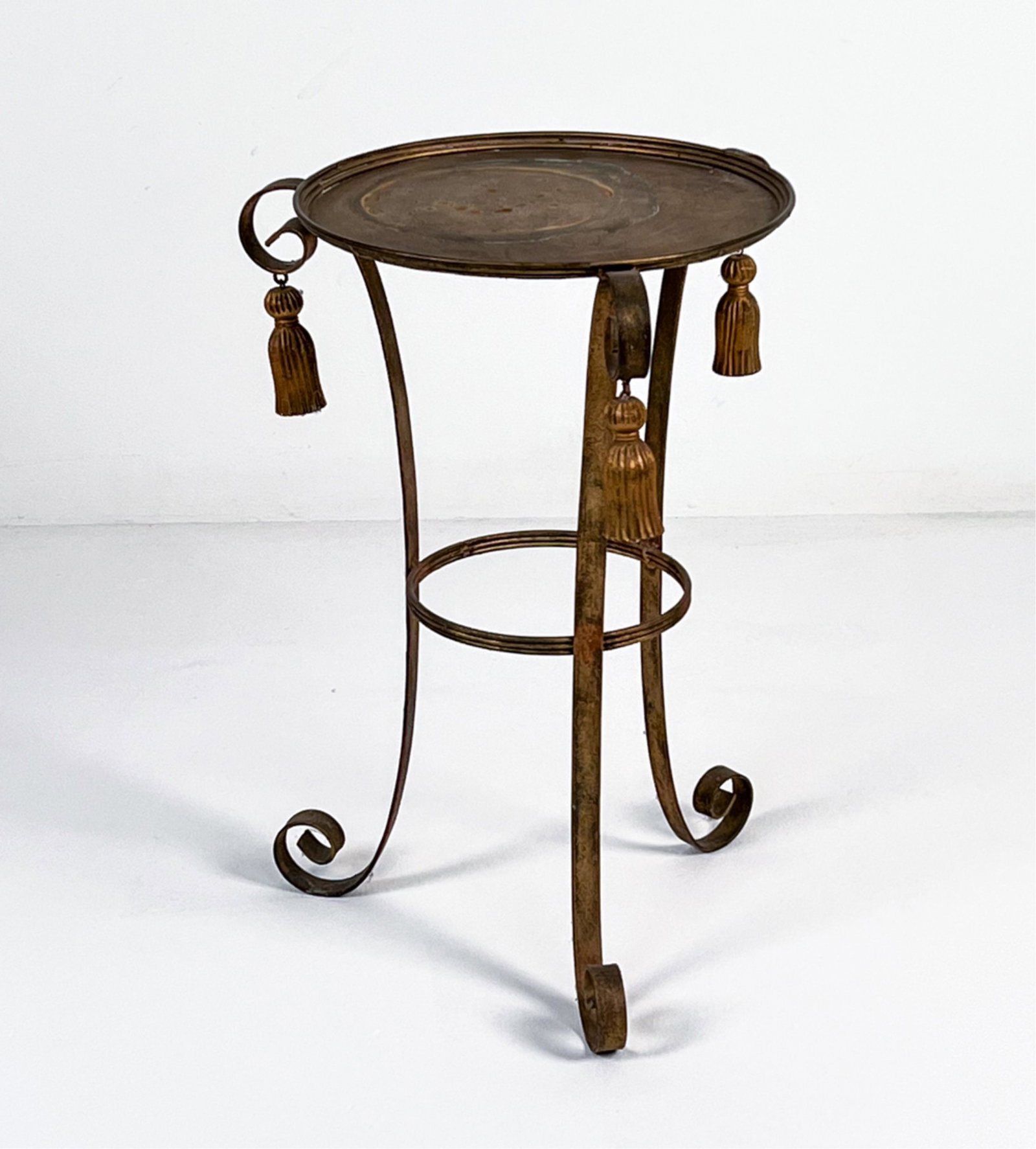 HOLLYWOOD REGENCY METAL & TASSEL ACCENT TABLE (1 of 10)