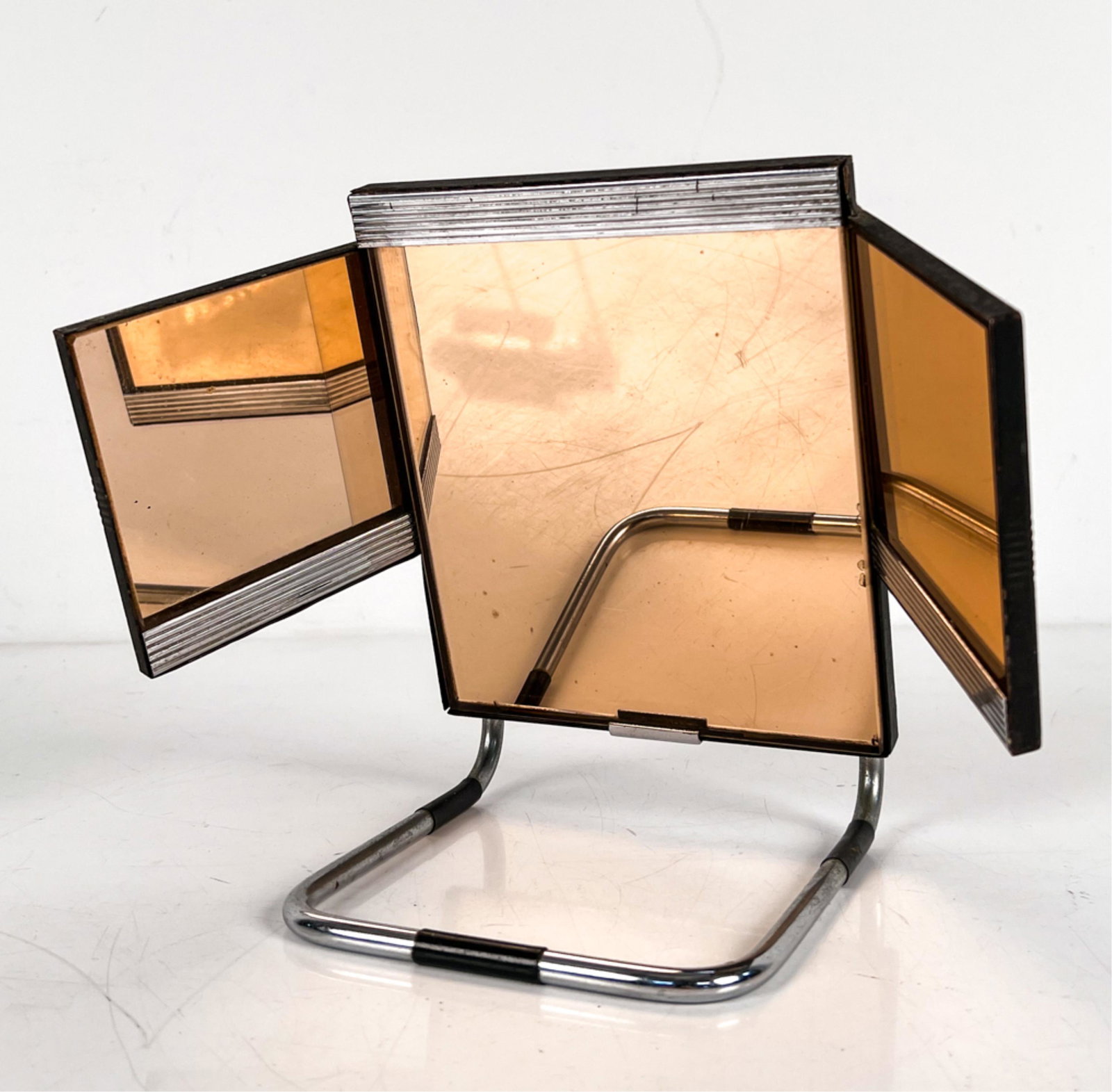 ART DECO ROSE PINK GLASS VANITY MIRROR (1 of 11)