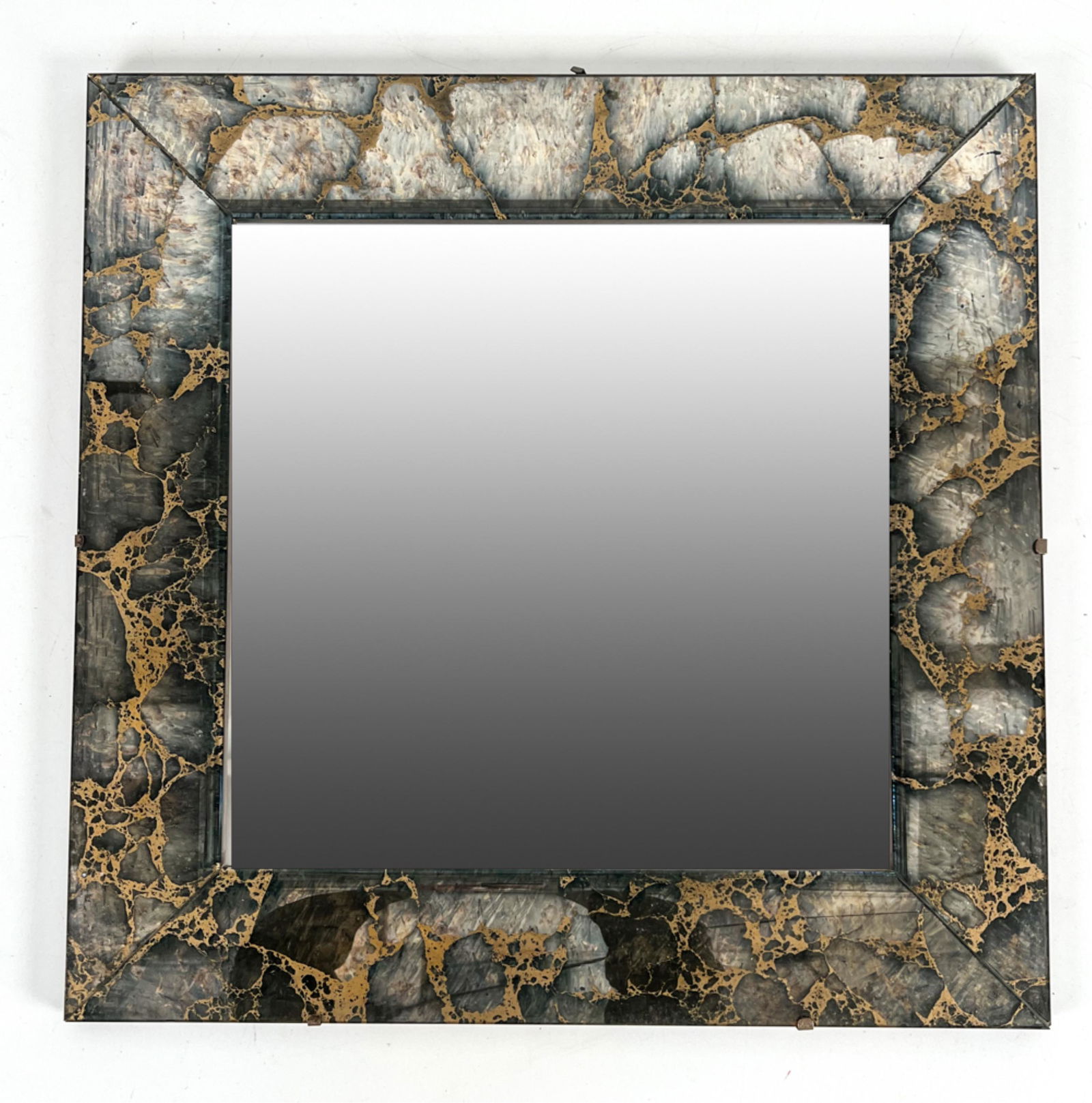 1940'S ART DECO DISTRESSED EGLOMISE PANEL MIRROR (1 of 6)