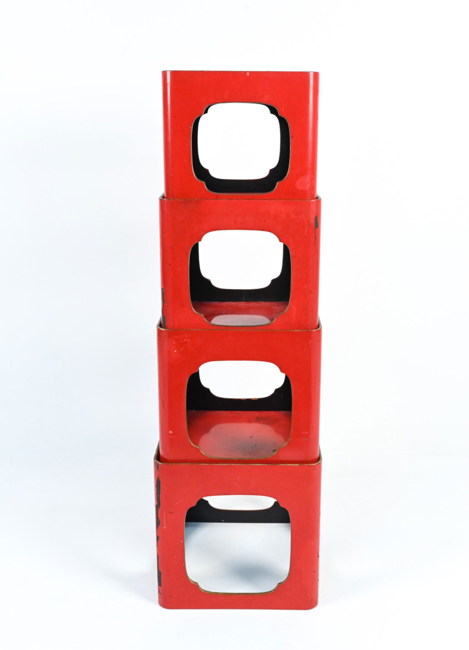 JAPANESE LACQUER MODULAR STACKING TABLES/ETAGERE (1 of 17)