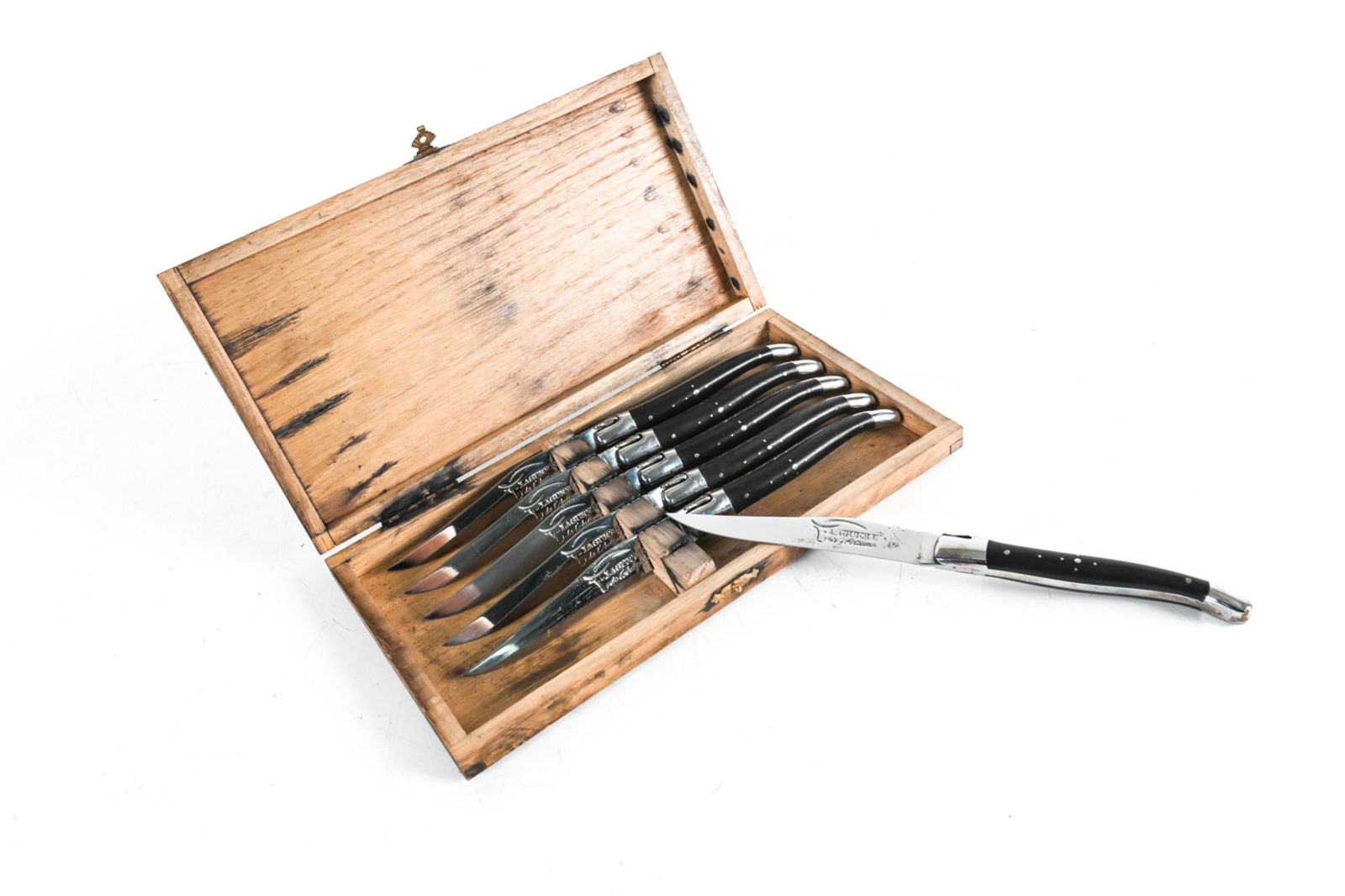 SET OF (6) LAGUIOLE EBONY HANDLE STEAK KNIVES (1 of 9)