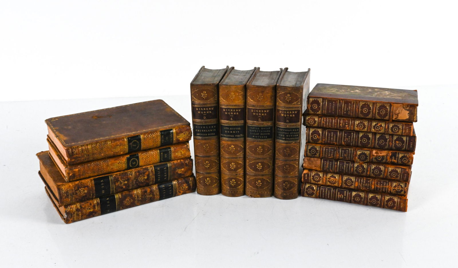 GROUPING OF ANTIQUE LEATHER-BOUND BOOKS (1 of 15)