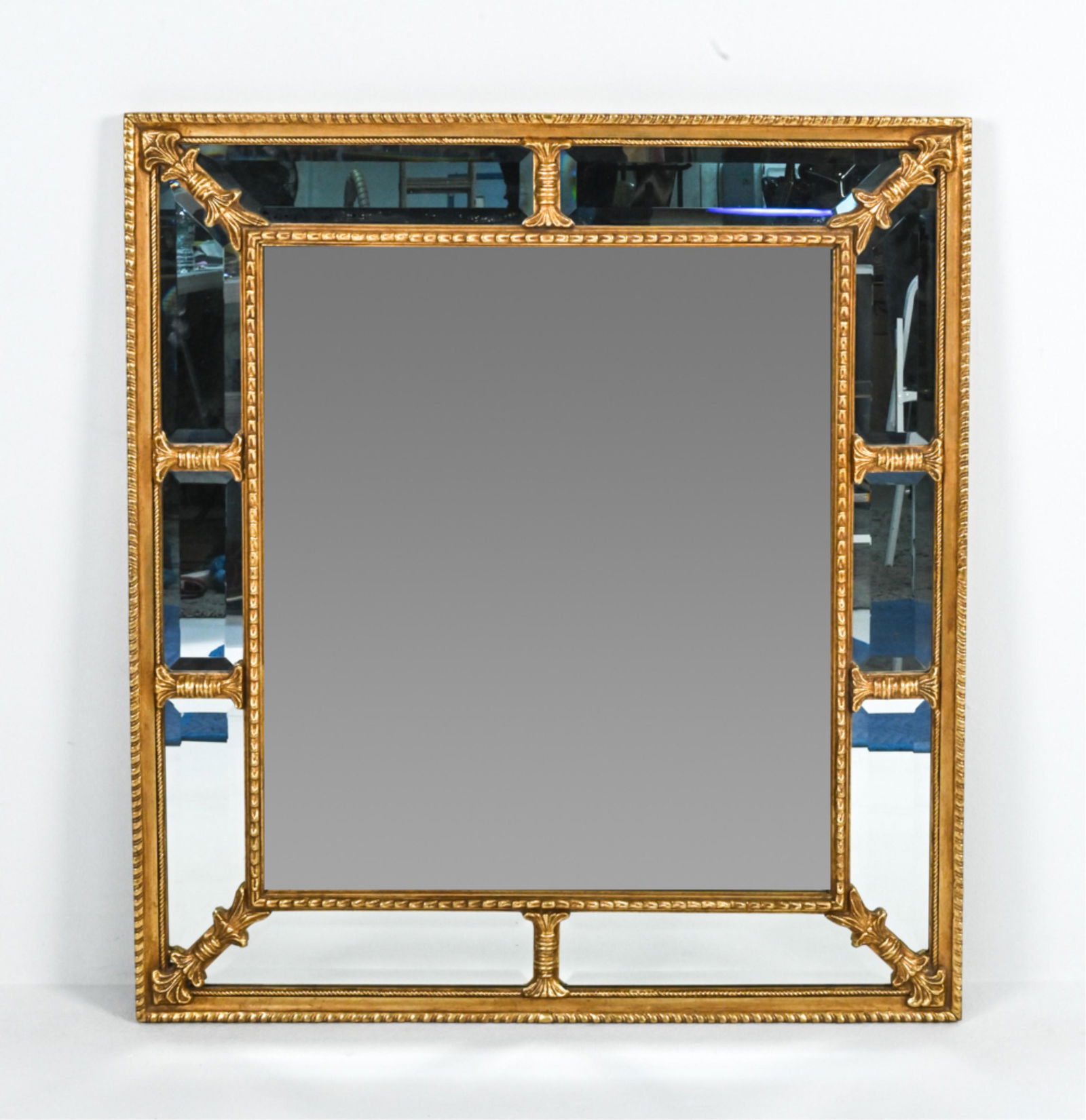 Contemporary Gold Tone Paneled Mirror