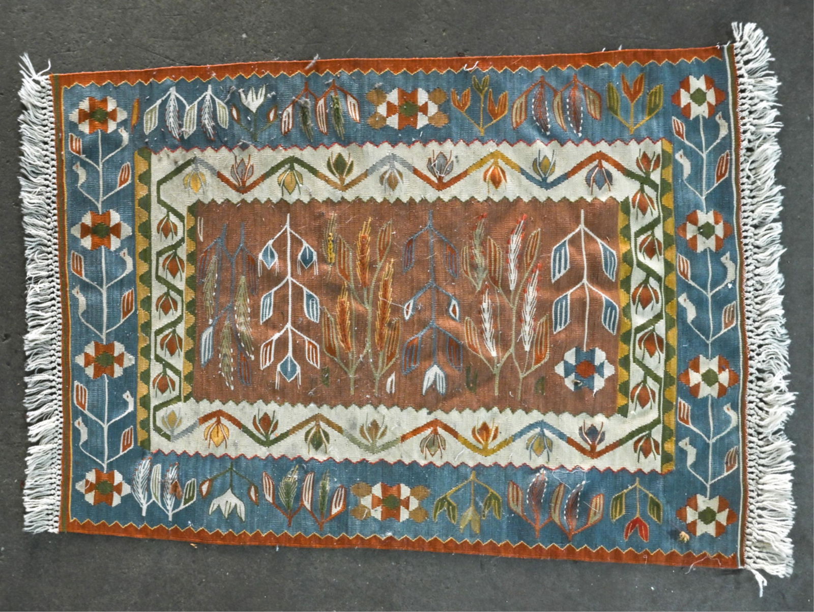 HAND-KNOTTED & EMBROIDERED KILIM MAT (1 of 3)