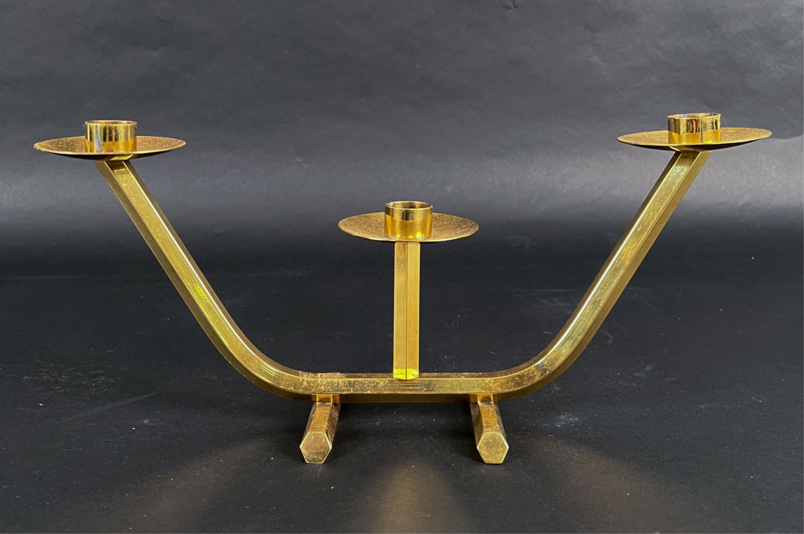 EARLY 20TH C. MODERNIST BRASS CANDELABRA (1 of 10)