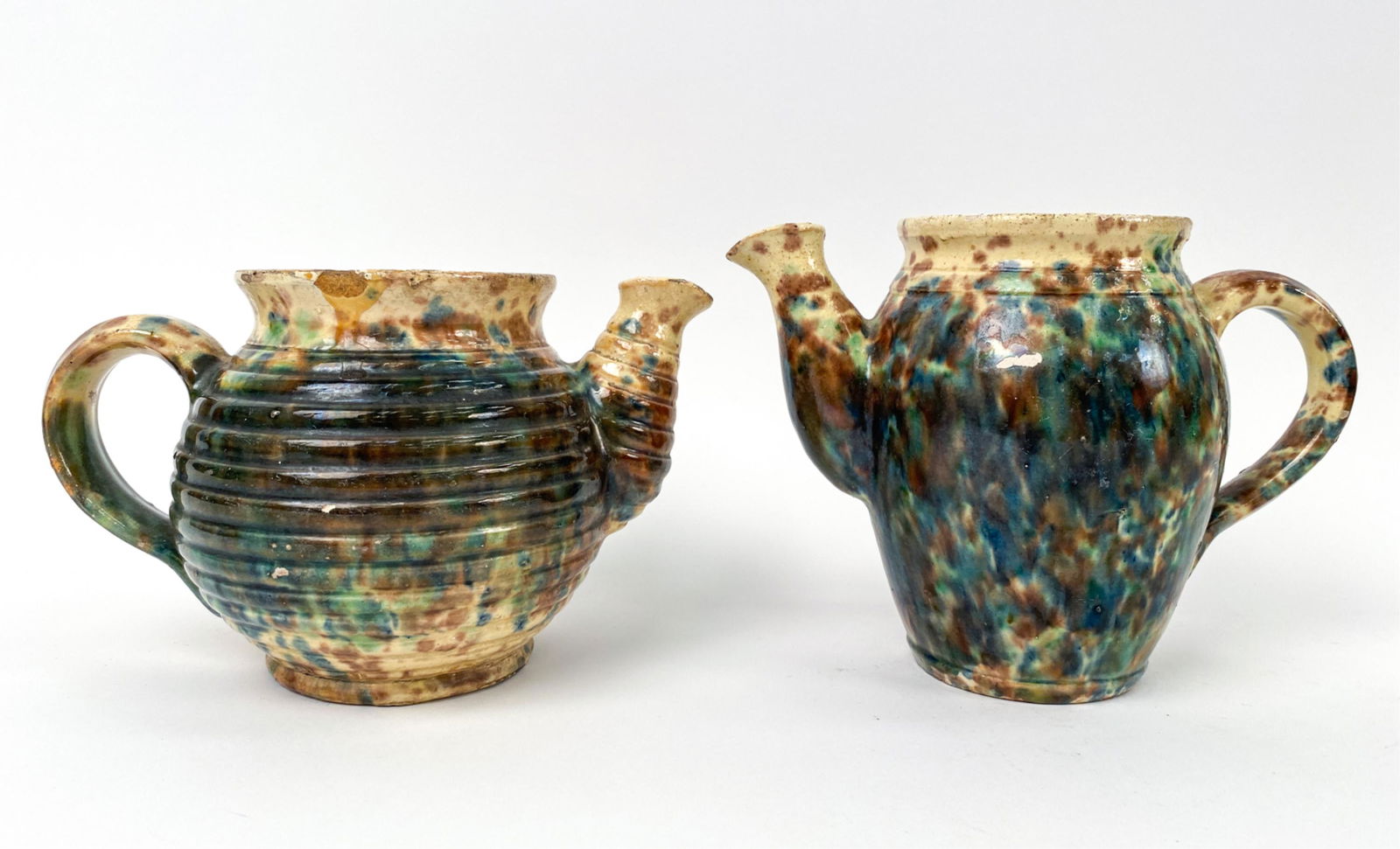 (2) FRENCH SAVOIE JASPE POTTERY PITCHERS (1 of 15)