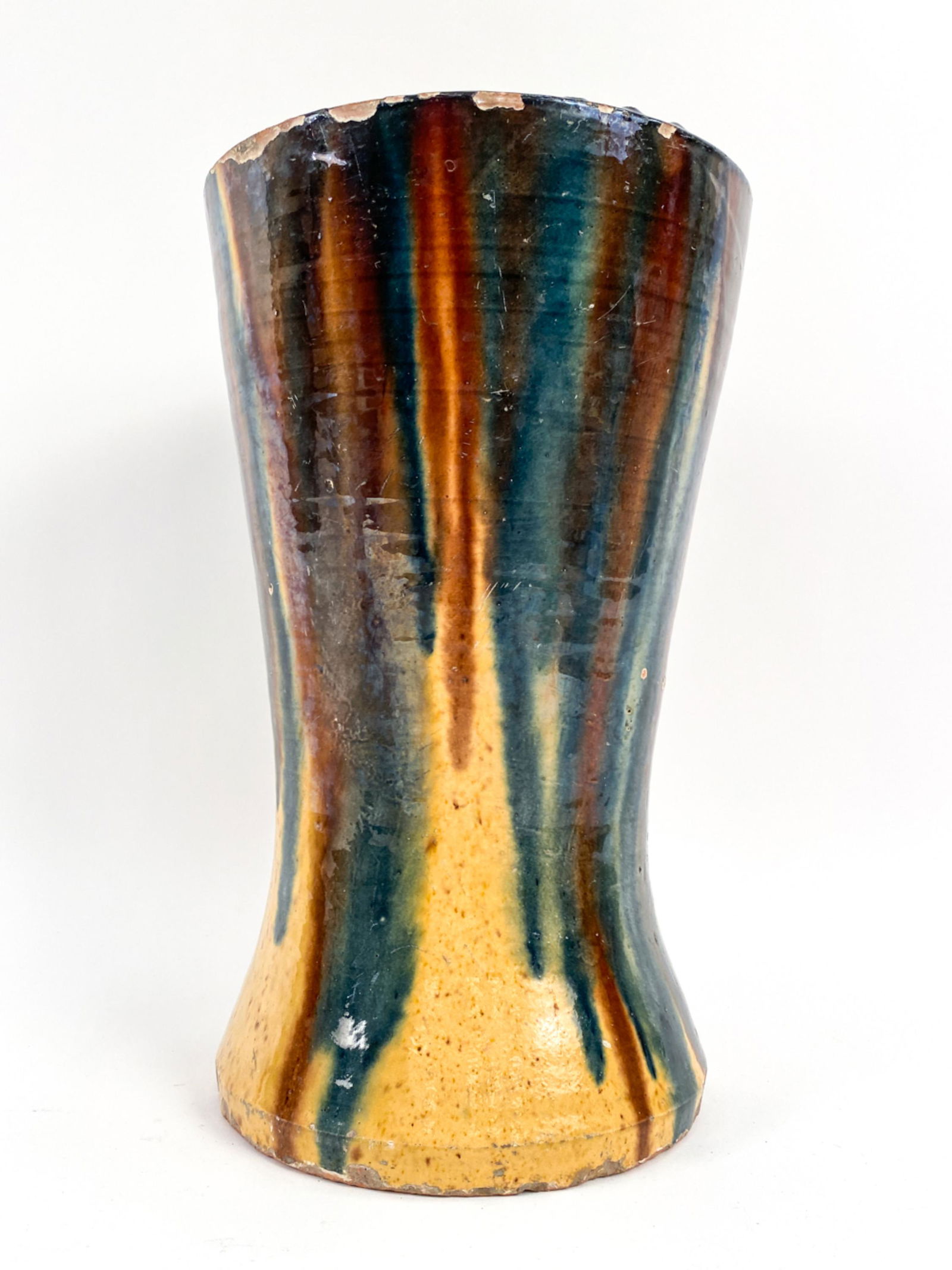 FRENCH ANTIQUE JASPE POTTERY PLANTER/VASE (1 of 12)