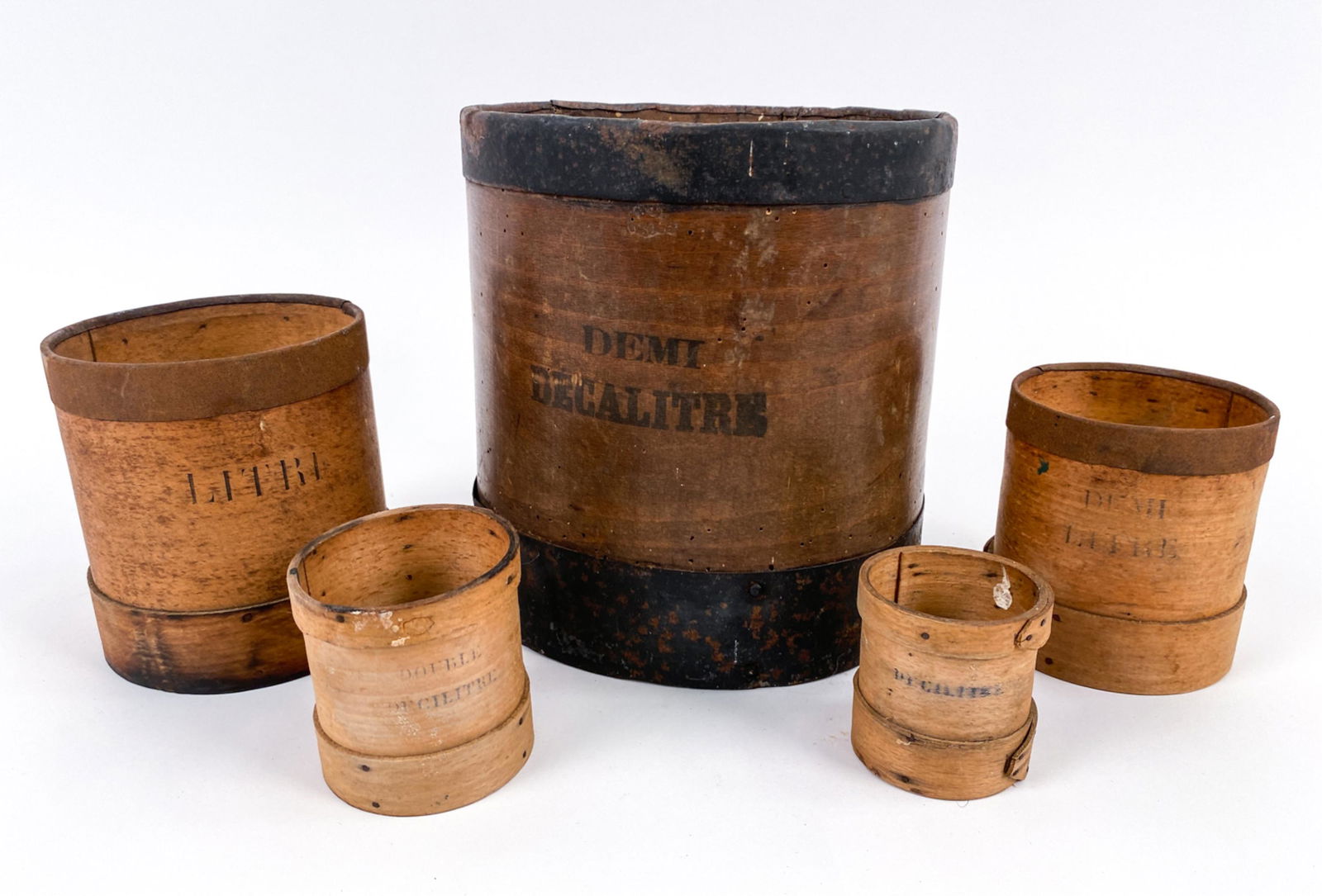 (5) ANTIQUE FRENCH "MESURE A GRAIN" GRAIN MEASURES (1 of 12)