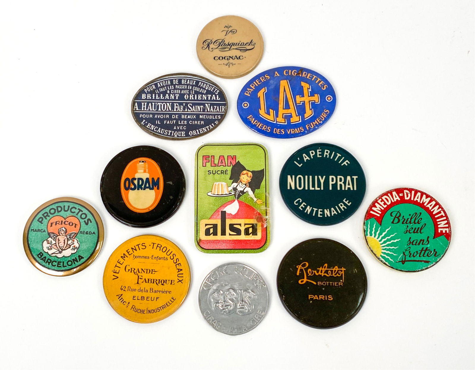 GROUP OF VINTAGE FRENCH ADVERTISING POCKET MIRRORS (1 of 17)