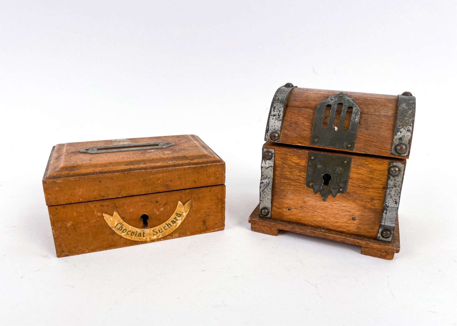 (2) 19TH C. FRENCH ANTIQUE PETITE CHILDREN'S BANKS (1 of 9)