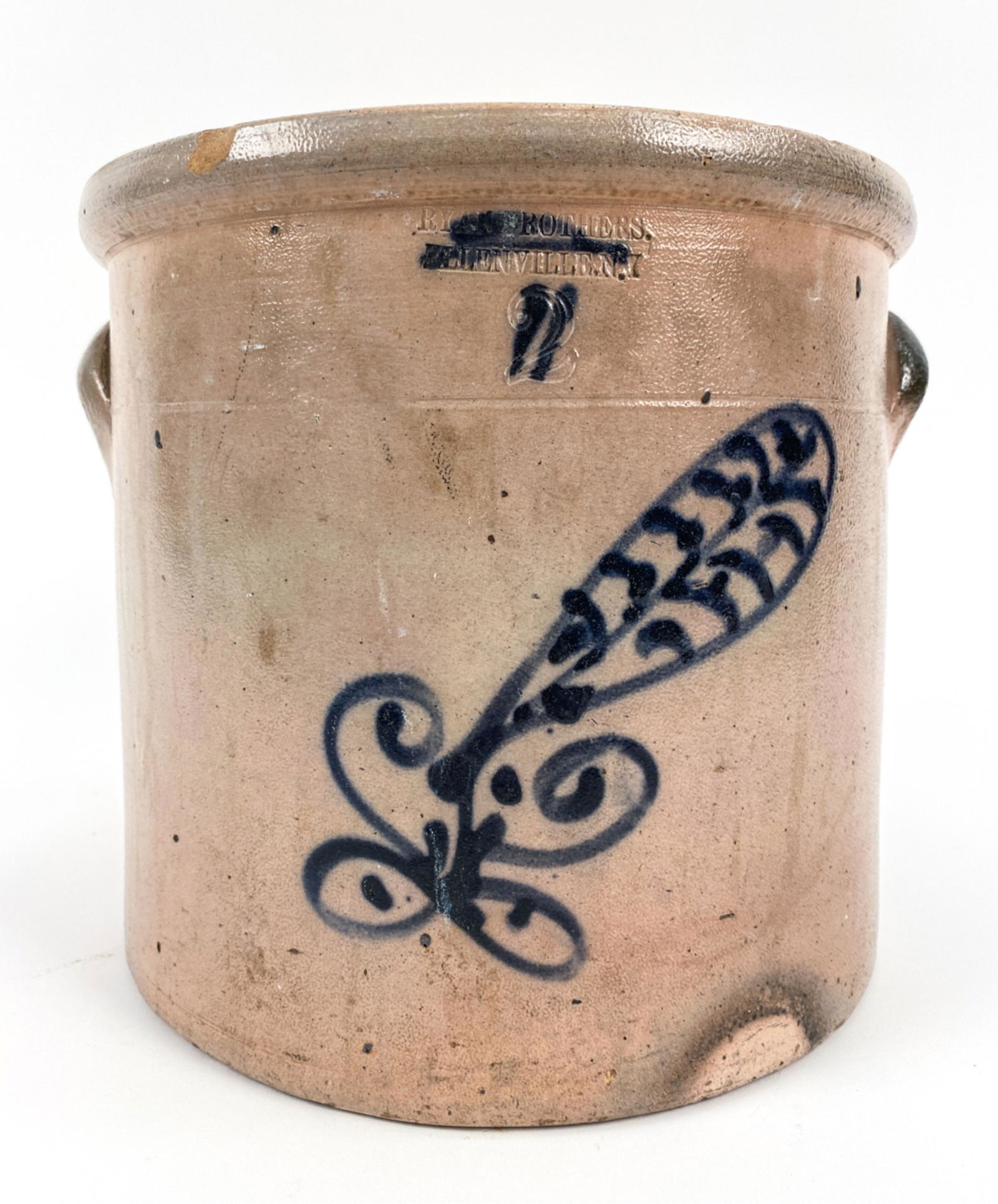 19TH C. AMERICAN RYAN BROS. SALT GLAZE CROCK (1 of 9)