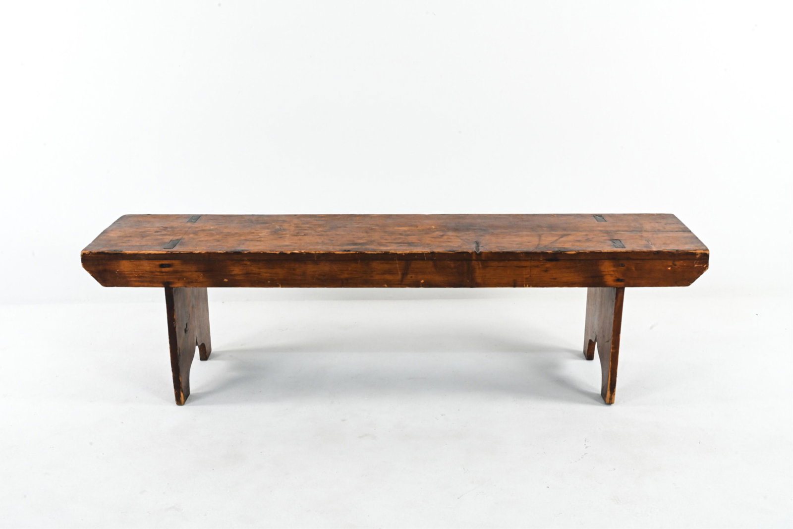 ANTIQUE PRIMITIVE MORTISED TRESTLE BENCH (1 of 9)