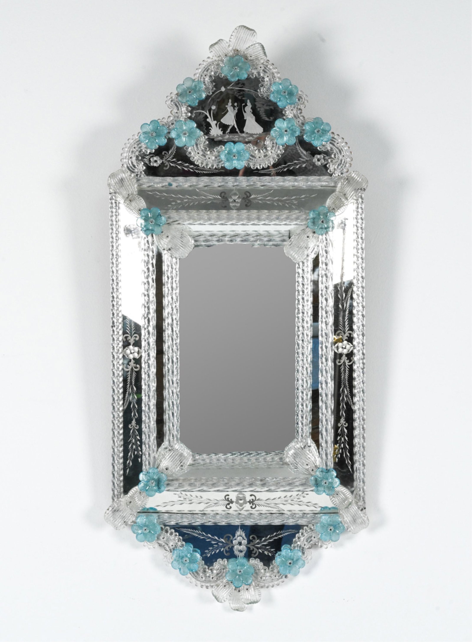 20TH C. VENETIAN ETCHED GLASS WALL MIRROR (1 of 16)