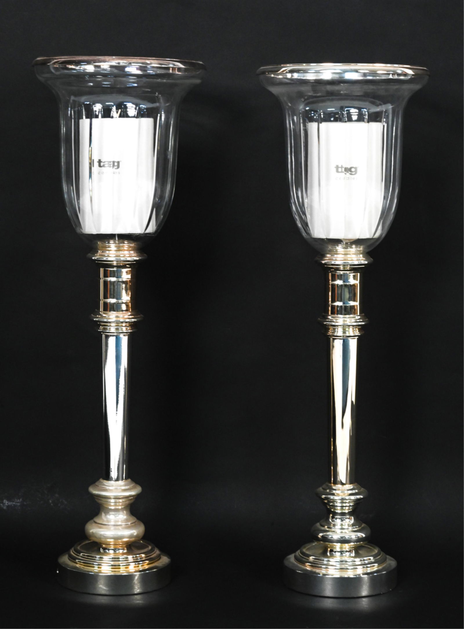 PAIR OF RALPH LAUREN HURRICANE CANDLE HOLDERS (0059) on Jan 10, 2023