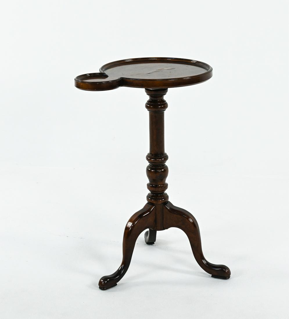 CONTEMPORARY QUEEN ANNE-STYLE DRINKS TABLE: Dimensions: H 23" x W 16" x D 12" Condition: Scratches, water spots and finish losses to top.
