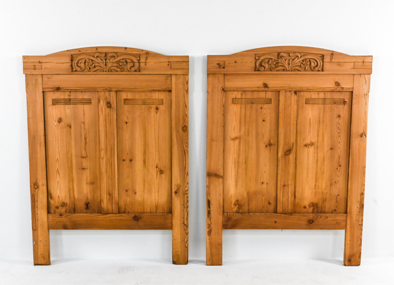 PAIR OF CARVED PINE TWIN HEADBOARDS (1 of 20)