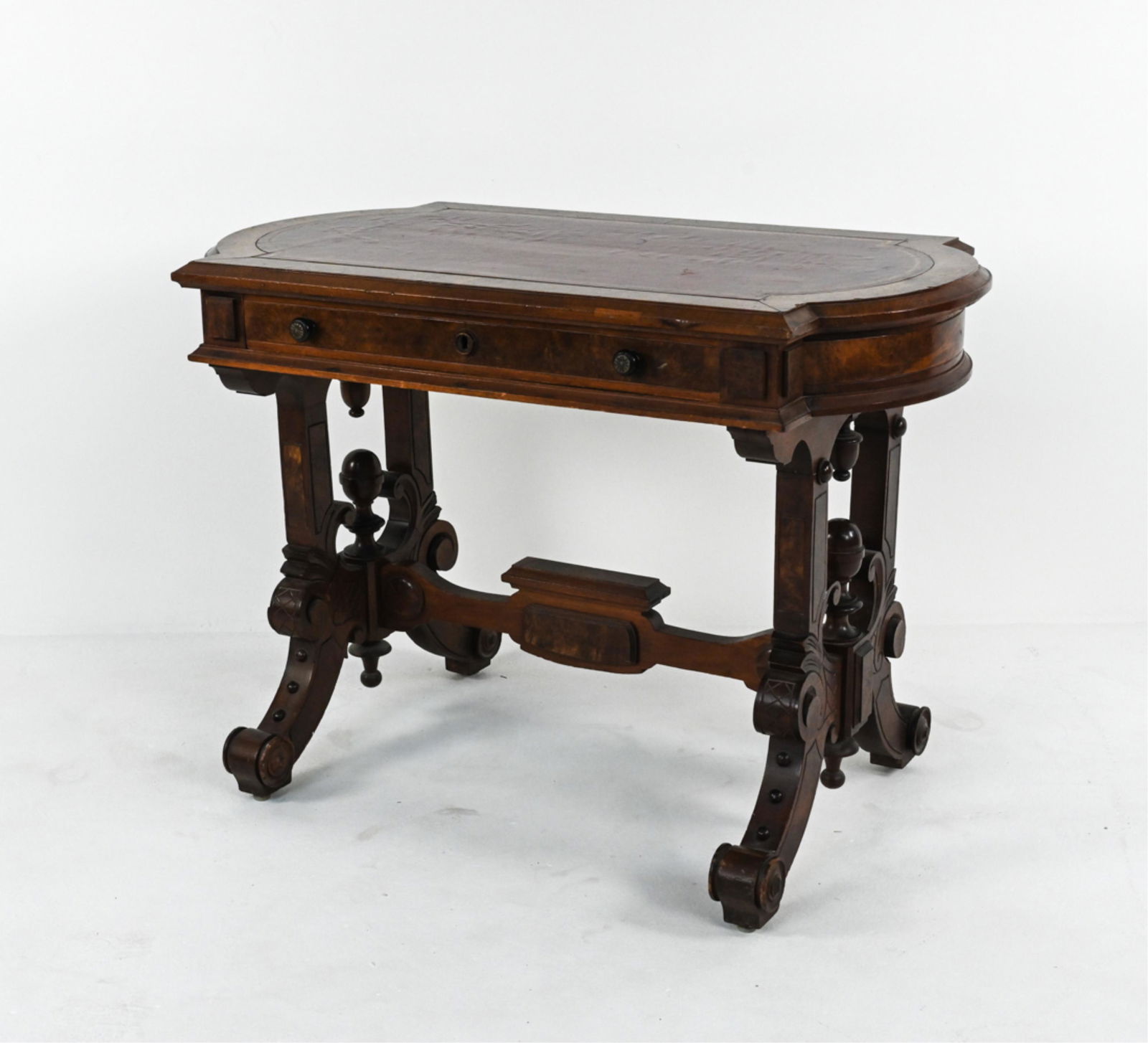 VICTORIAN EASTLAKE BURLWOOD WRITING TABLE (1 of 11)