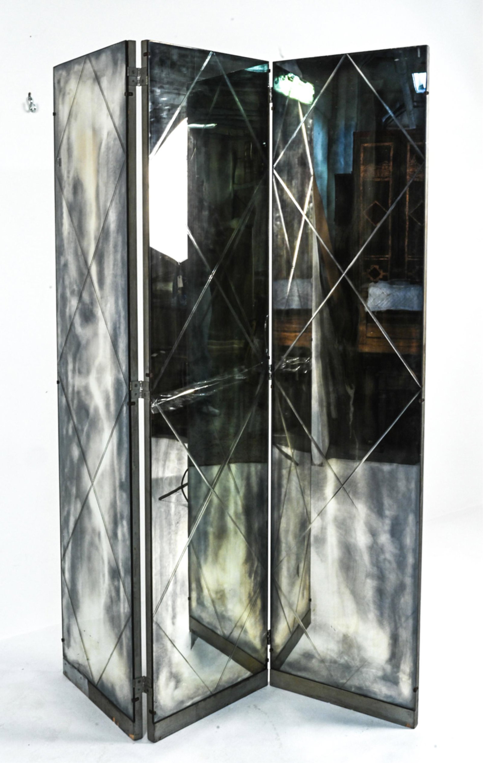 1940'S DISTRESSED MIRRORED PANEL ROOM SCREEN (1 of 9)