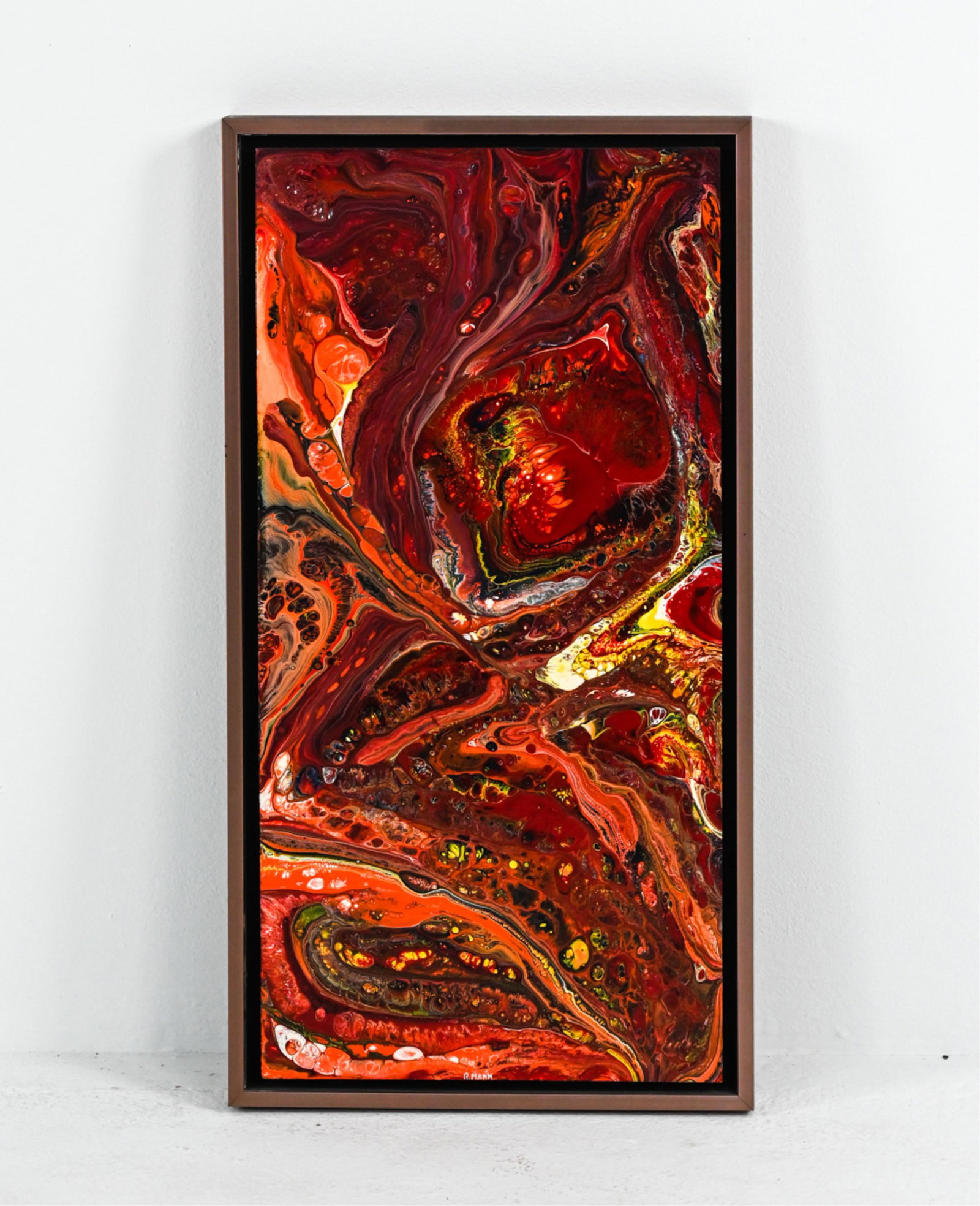 RICHARD MANN (20TH C.) ABSTRACT A/P POUR PAINTING (1 of 8)