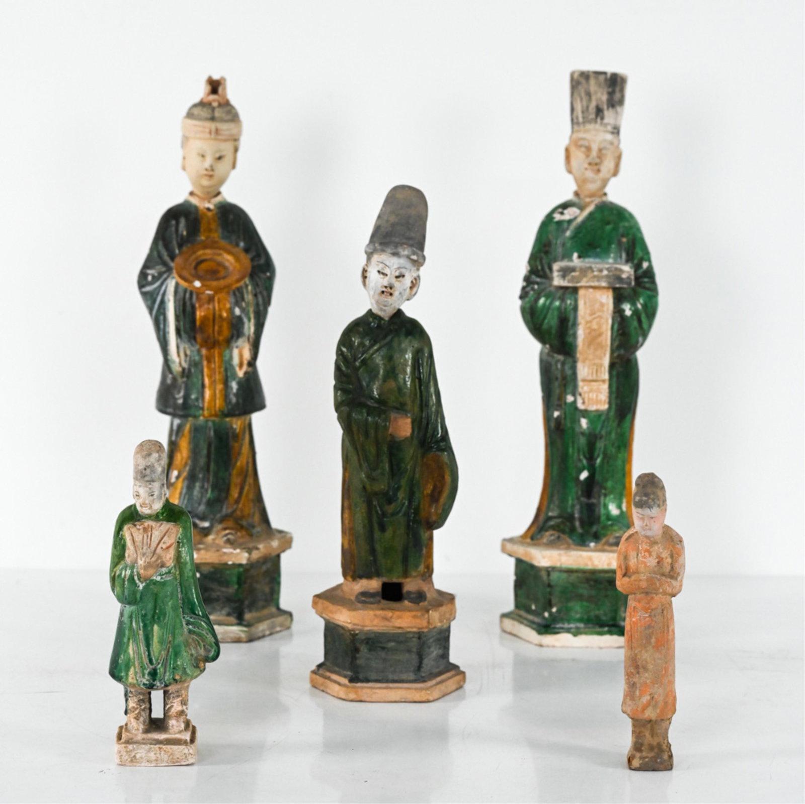 (5) CHINESE POTTERY ATTENDANT FIGURES (1 of 9)
